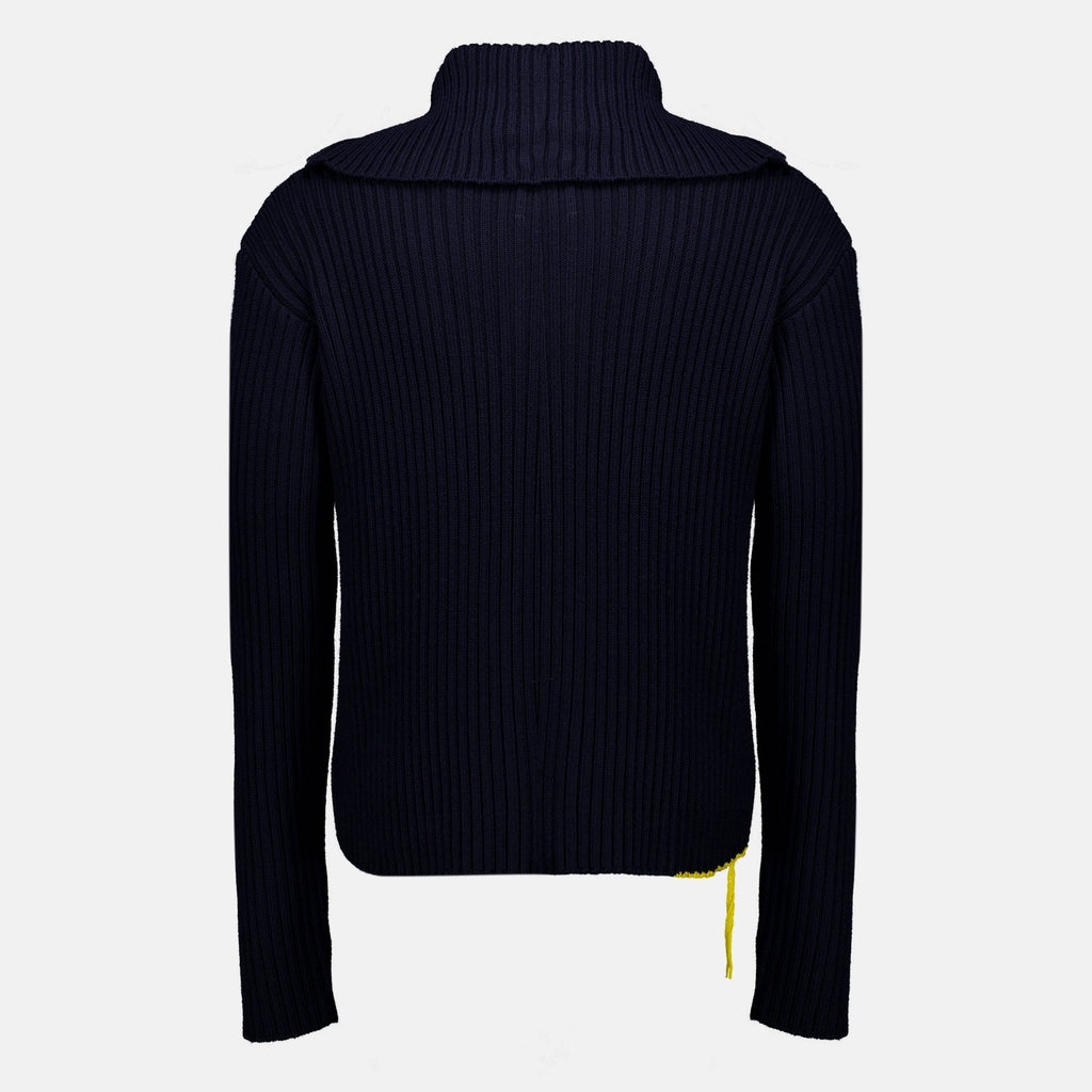 Cardigan con zip in lana a coste