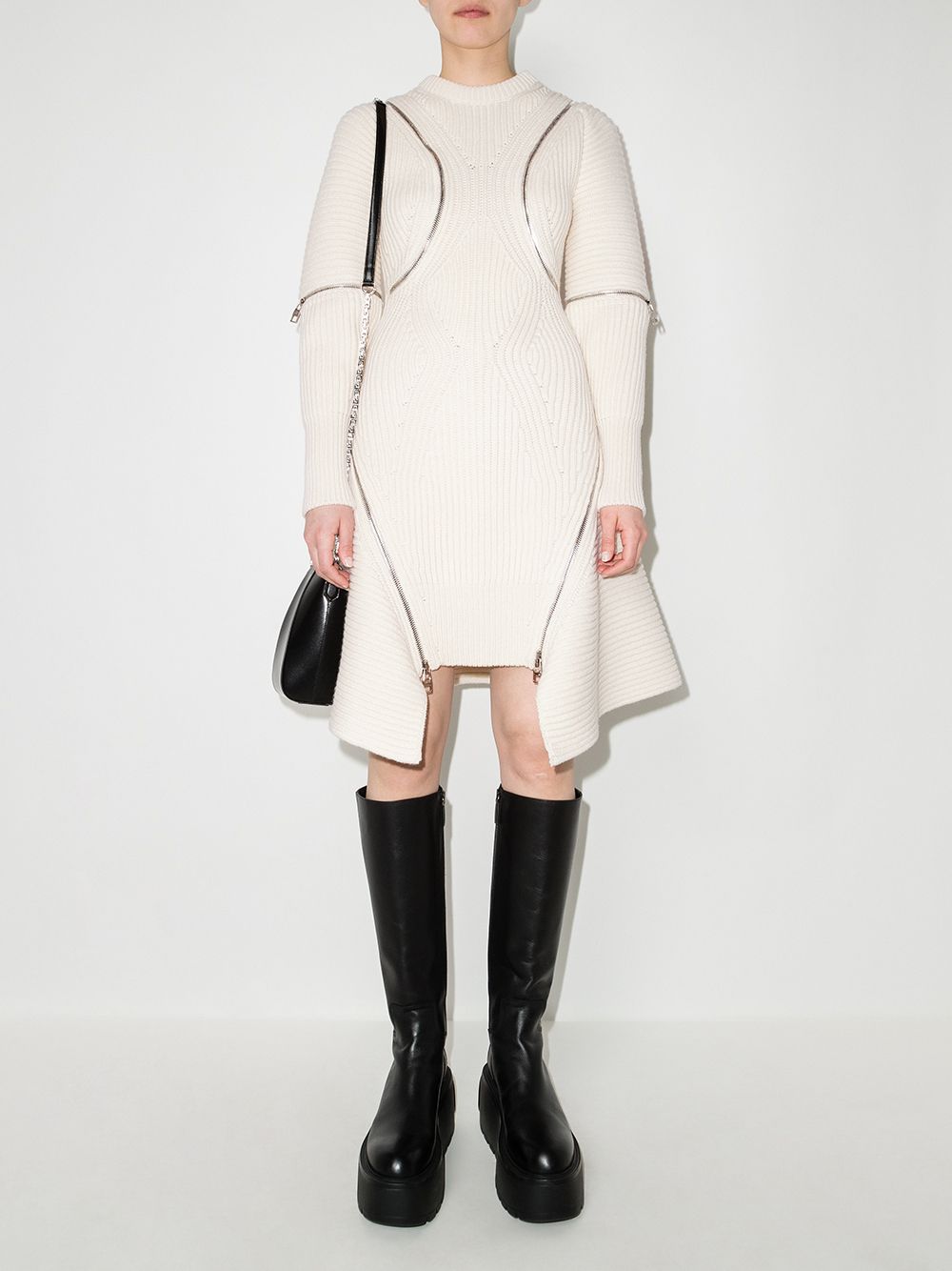 Alexander McQueen, beige knit dress, luxury womenswear, high-end fashion, elegant knitwear