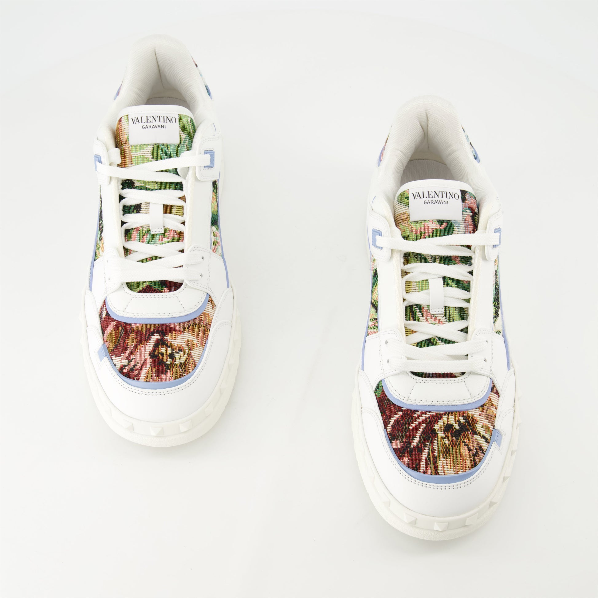 Freedots Sneakers, Valentino, Embroidered Sneakers, Leather Sneakers, Floral Motif Sneakers