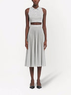 Prada crop-top, silver lurex, premium quality, luxury women's fashion, elegant attire