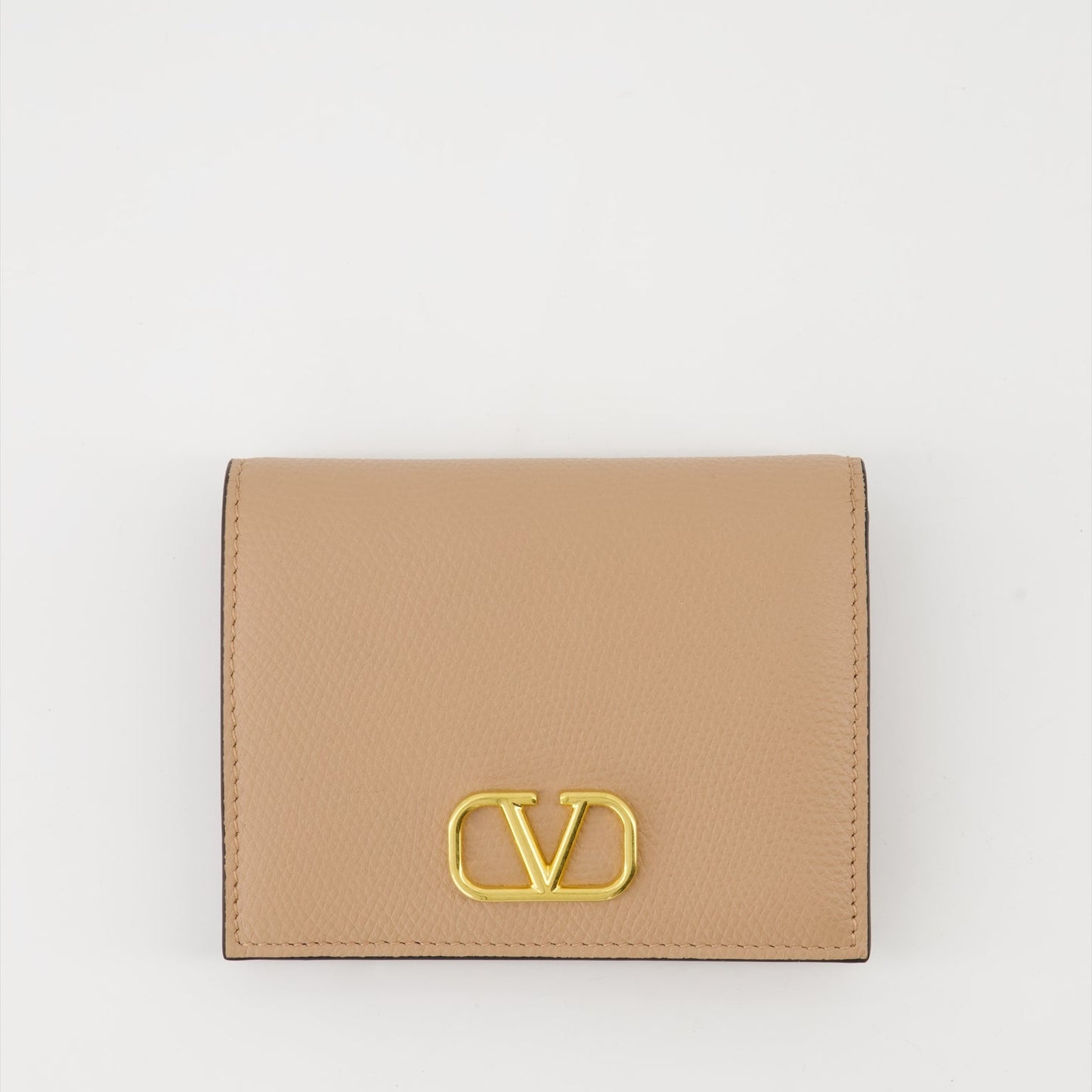 Valentino Garavani, VLogo, Signature Wallet, Beige Leather Wallet, Luxury Wallet