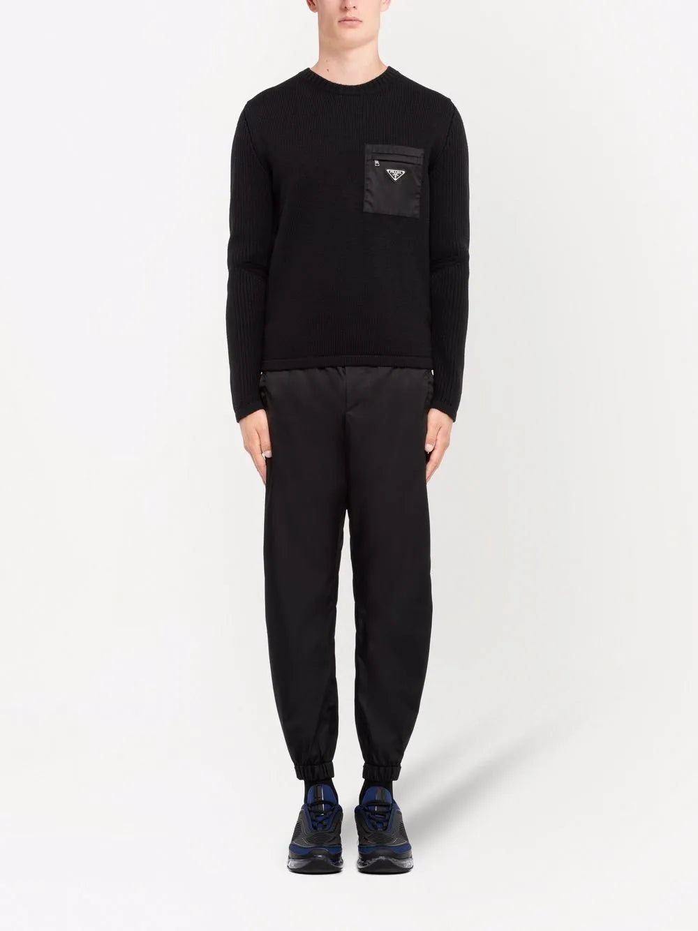 Black Wool and Re-Nylon Sweater