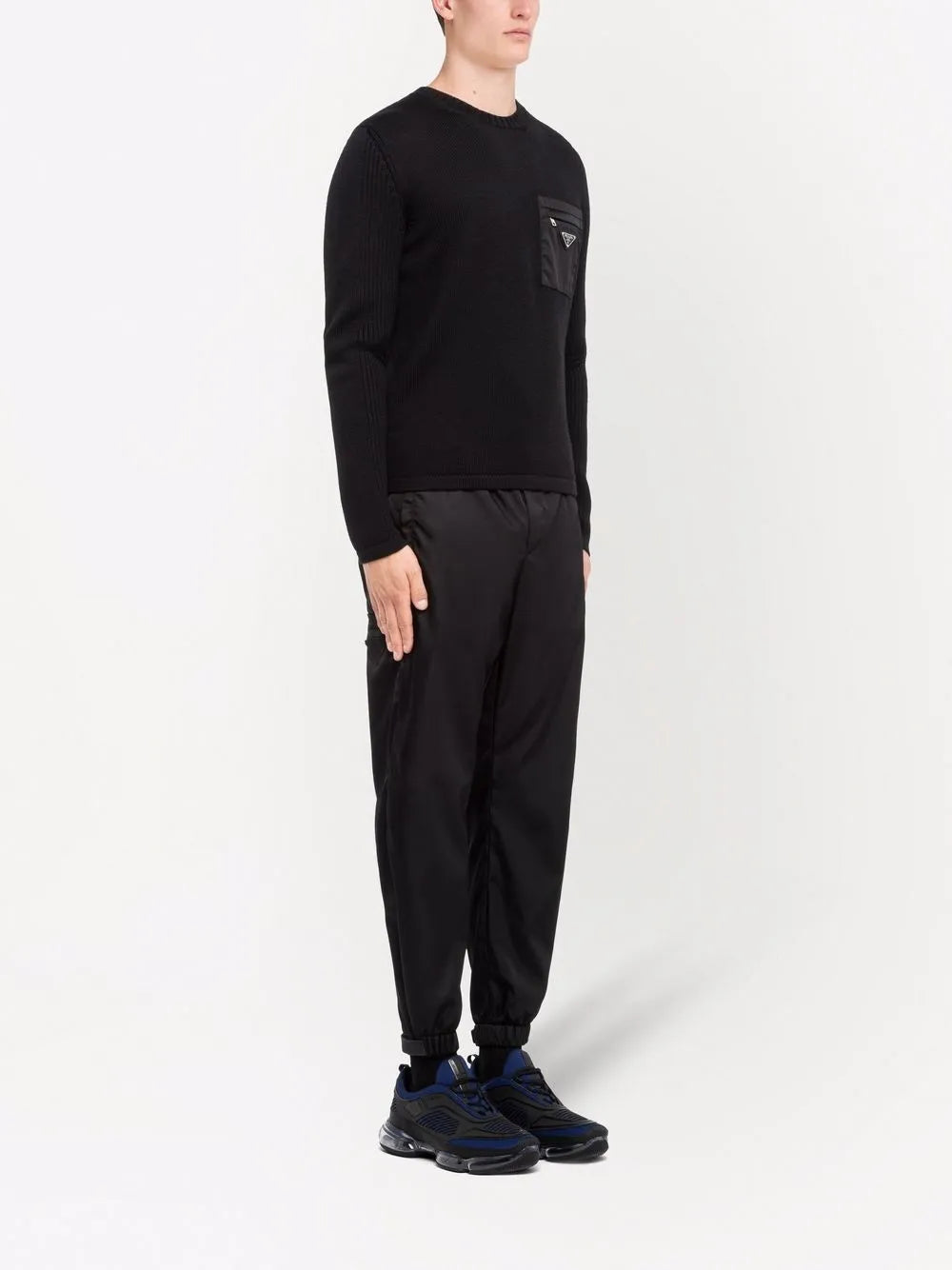Black Wool and Re-Nylon Sweater