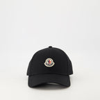black logo cap, Moncler cap, cotton gabardine cap, adjustable cap, casual accessory
