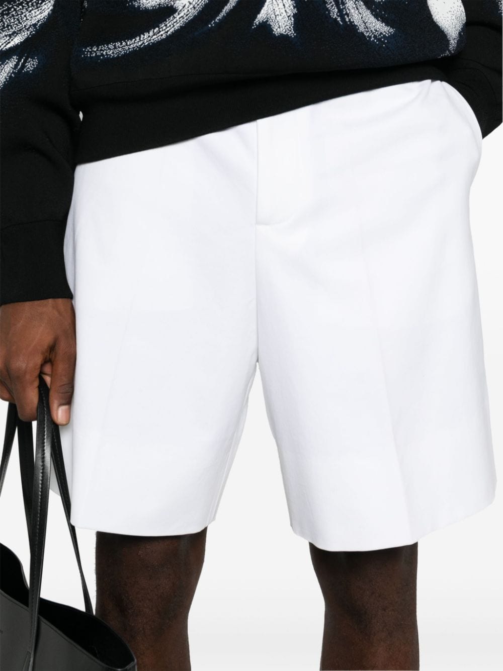 Alexander McQueen shorts, luxury men's shorts, white cotton Bermuda, designer men's clothing, high-end men's fashion