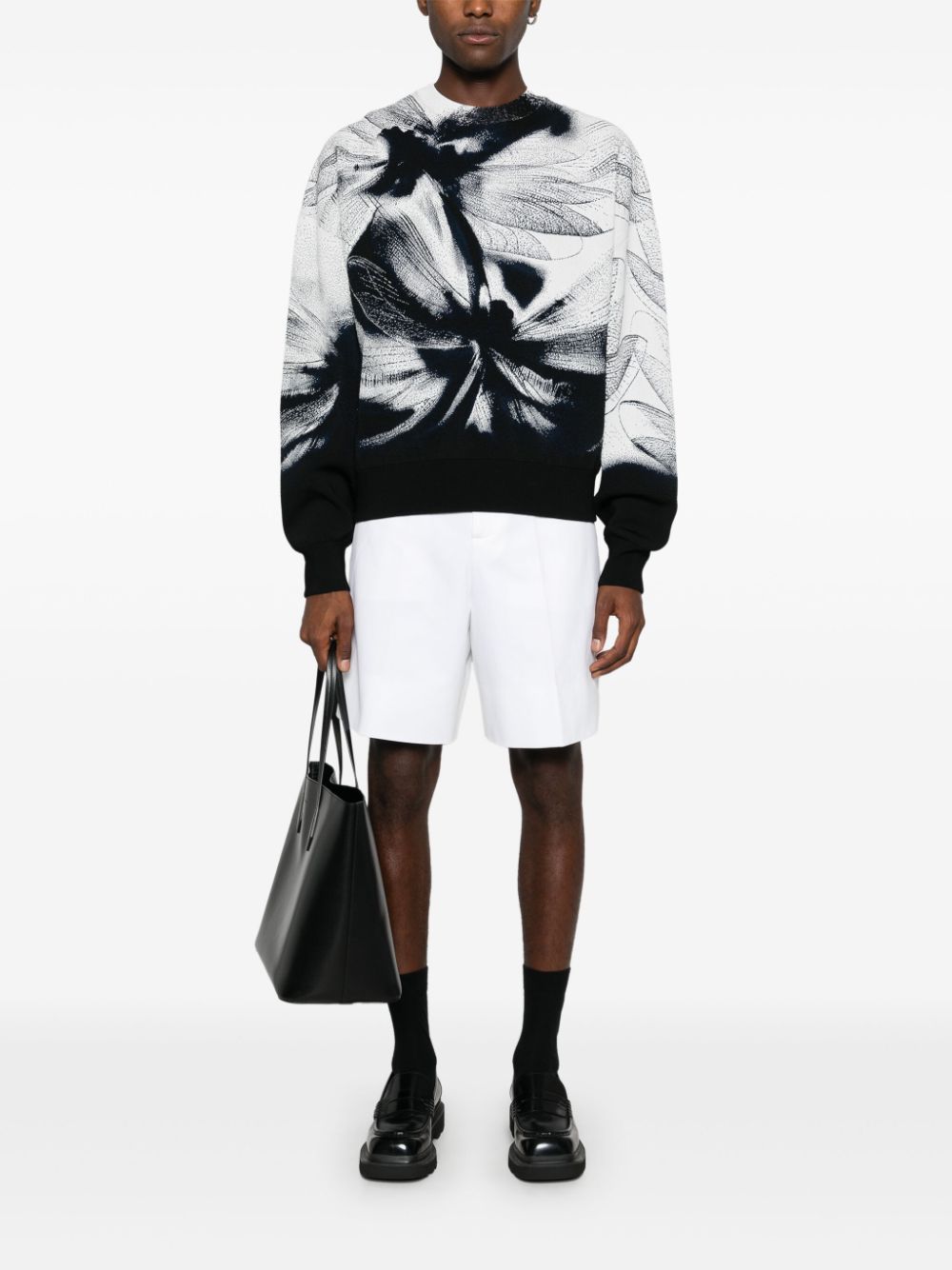 Alexander McQueen shorts, luxury men's shorts, white cotton Bermuda, designer men's clothing, high-end men's fashion