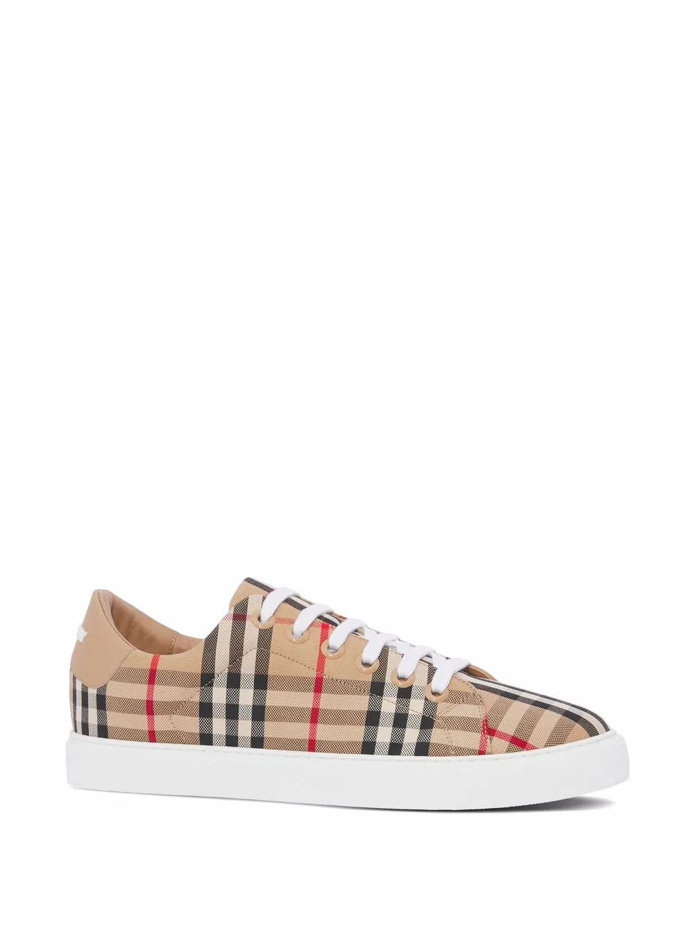 Burberry, luxury sneakers, beige leather sneakers, check pattern shoes, high-end fashion