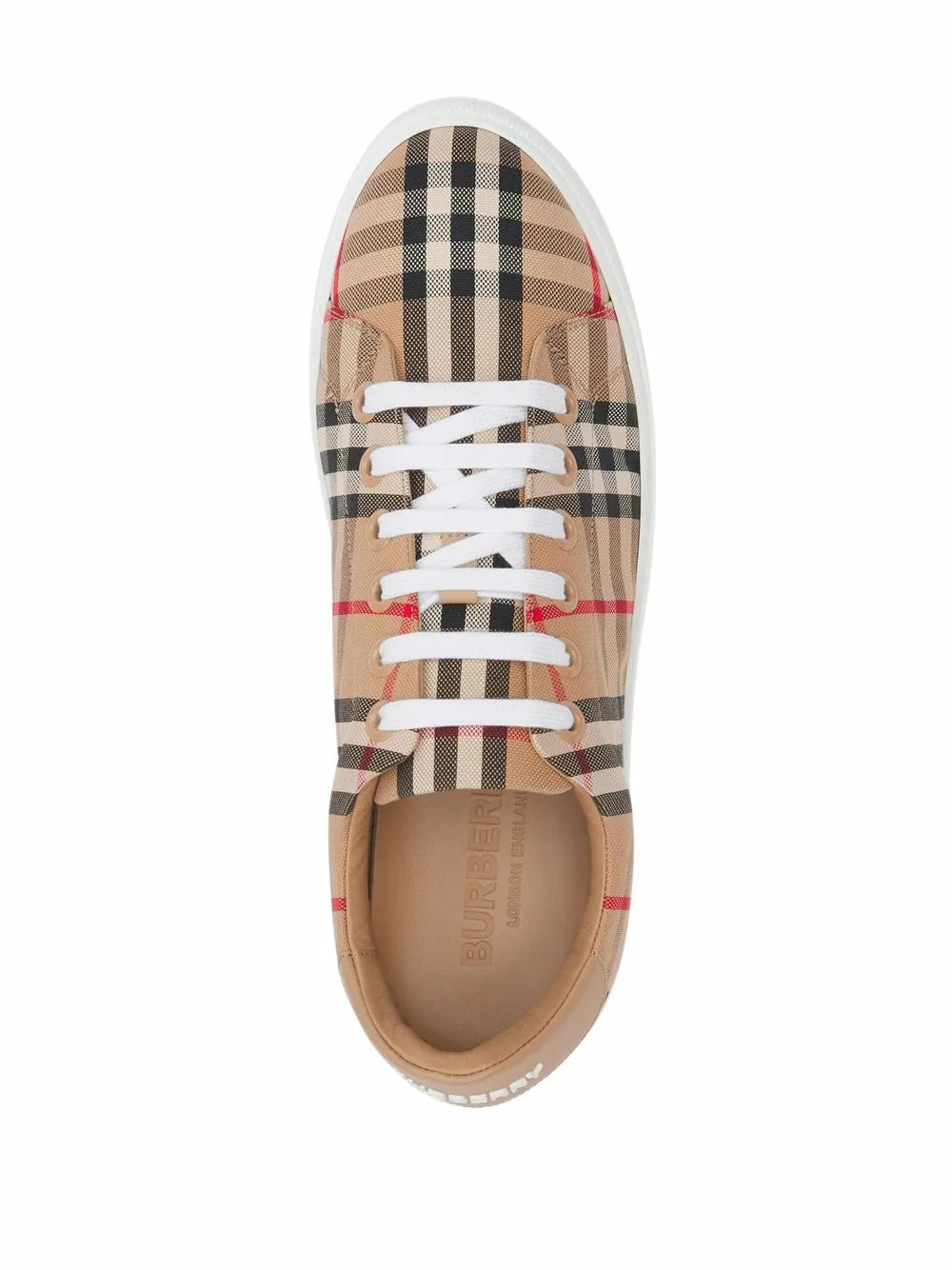 Burberry, luxury sneakers, beige leather sneakers, check pattern shoes, high-end fashion