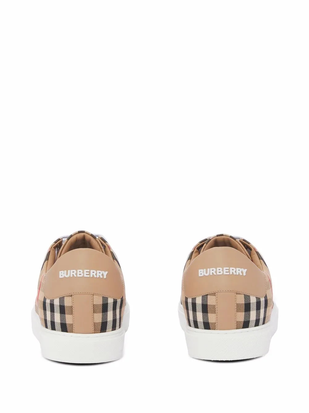 Burberry, luxury sneakers, beige leather sneakers, check pattern shoes, high-end fashion