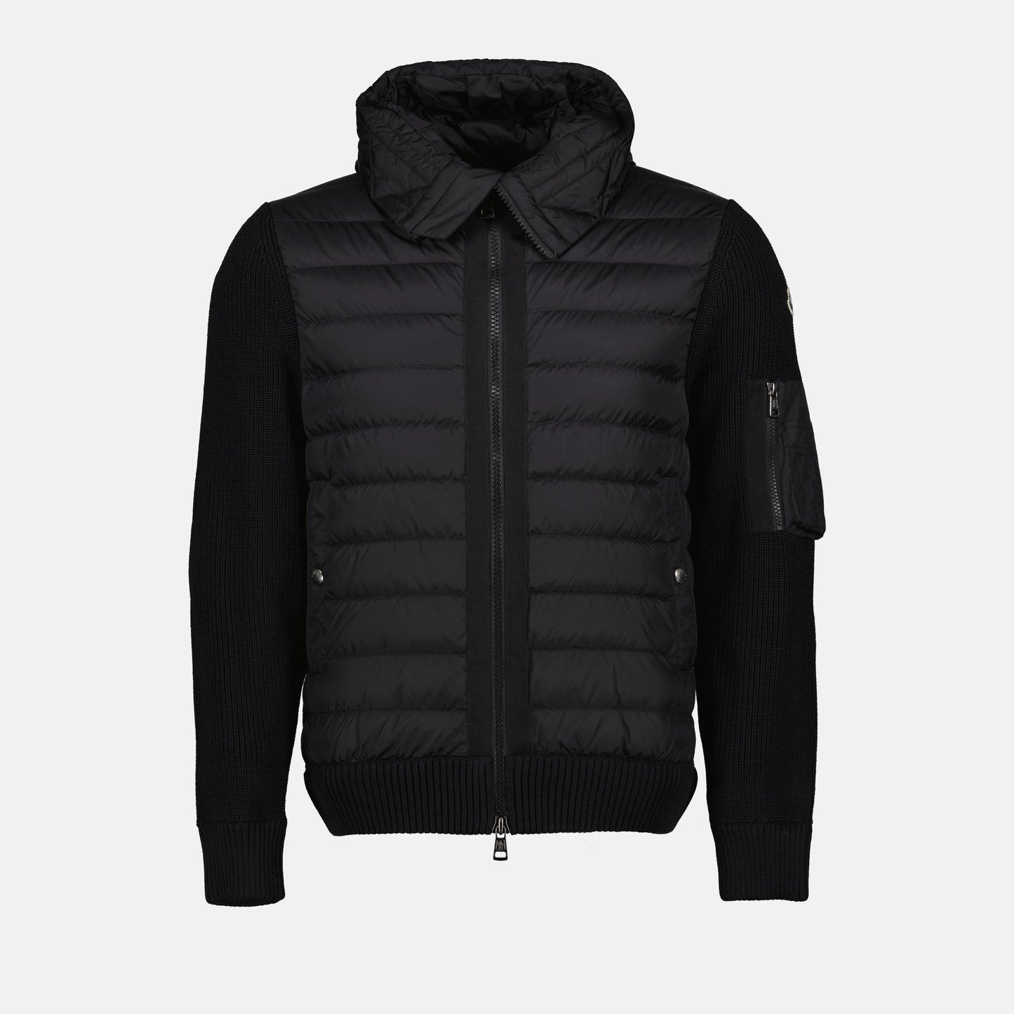 Moncler jacket, black jacket, dual-fabric jacket, luxury outerwear, Autumn-Winter fashion