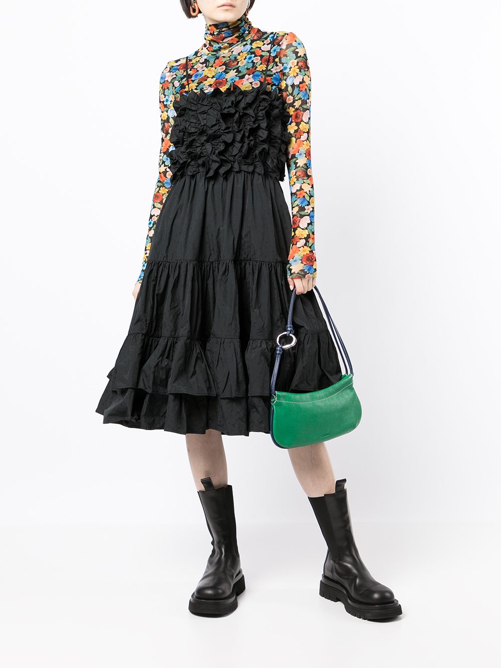 MSGM, Volant Dress, Black Dress, Luxury Fashion, Women's Designer Dress