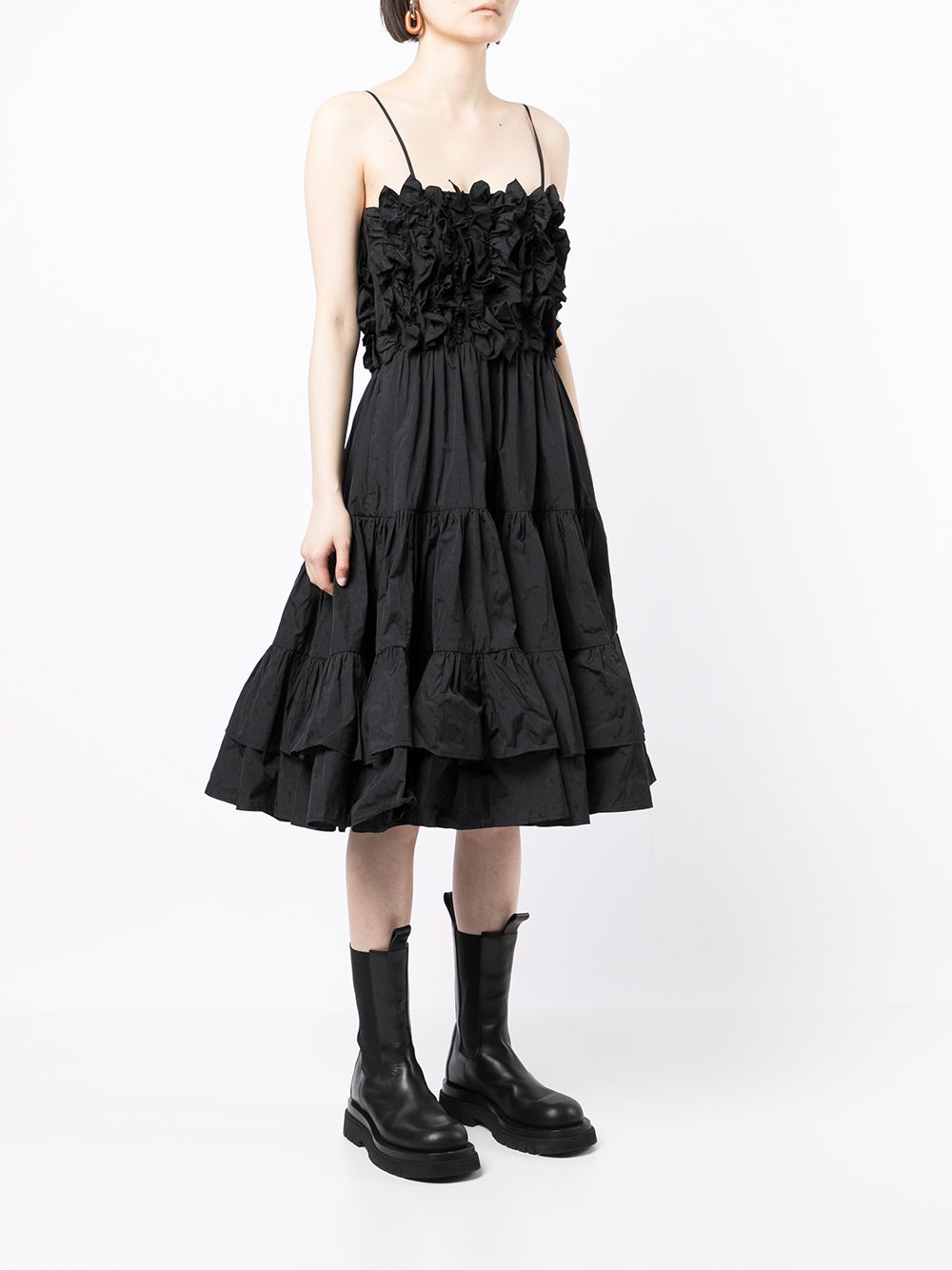 MSGM, Volant Dress, Black Dress, Luxury Fashion, Women's Designer Dress