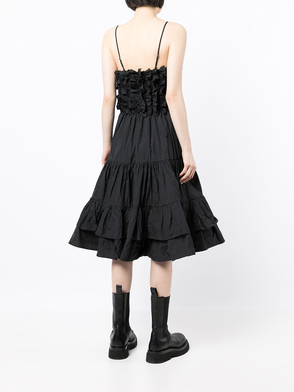 MSGM, Volant Dress, Black Dress, Luxury Fashion, Women's Designer Dress