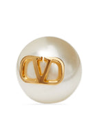 Image of VLogo Pearl Earrings by Valentino Garavani for Women - Season Autumn-Winter 2025 - Detail View 1