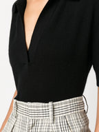 Khaite polo, cashmere polo, gray polo, women's fashion, elegant tops