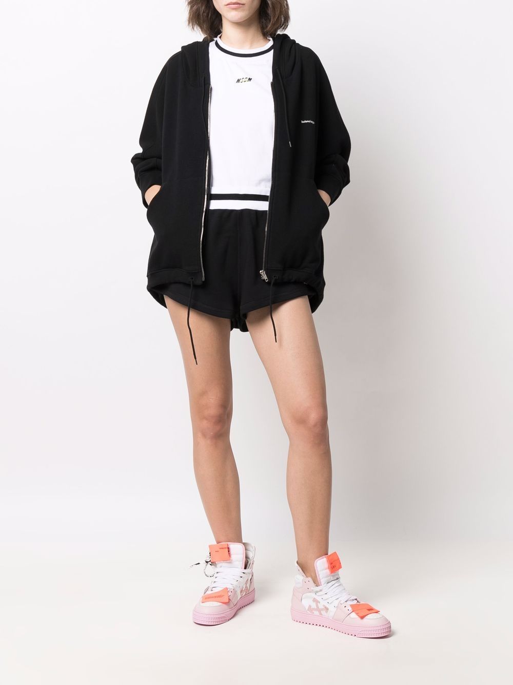 luxury shorts, black cotton shorts, MSGM women's fashion, high-end fashion, designer women's shorts