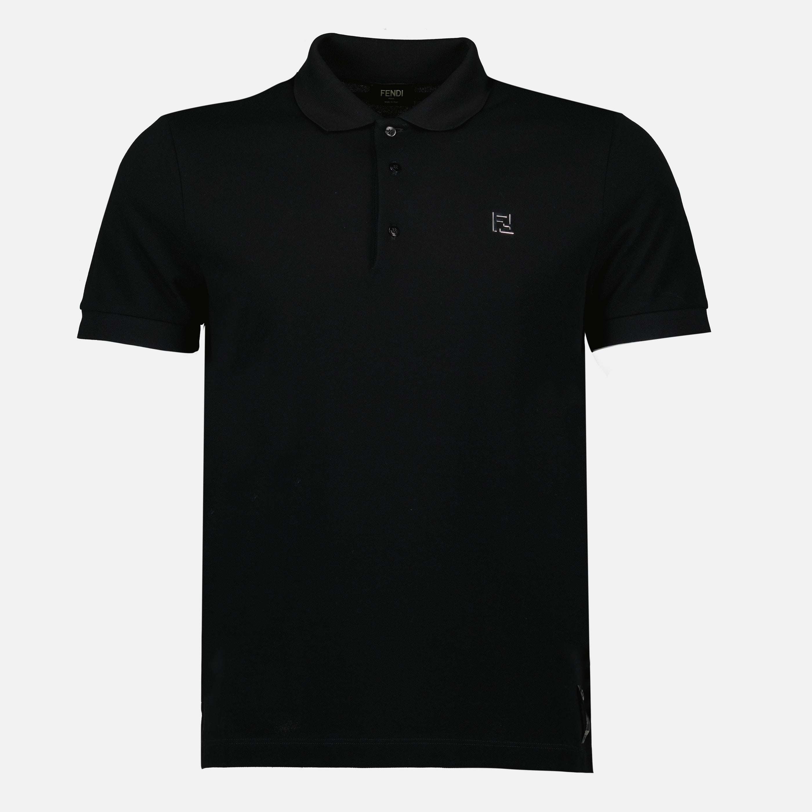 black pique cotton polo fendi men 15241373778300