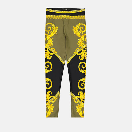 Versace Leggings, Barocco Print, Luxury Leggings, High Fashion Leggings, Designer Activewear