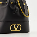bucket bag; Valentino Garavani; VLogo Signature; black leather bag; designer accessories