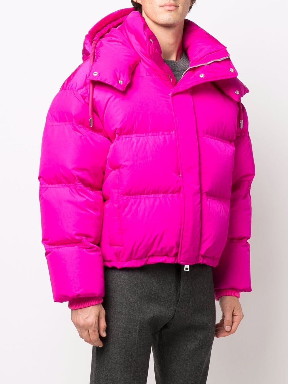 Pink Down Jacket, AMI Paris, Casual Luxury, Quilted Jacket, High-End Fashion