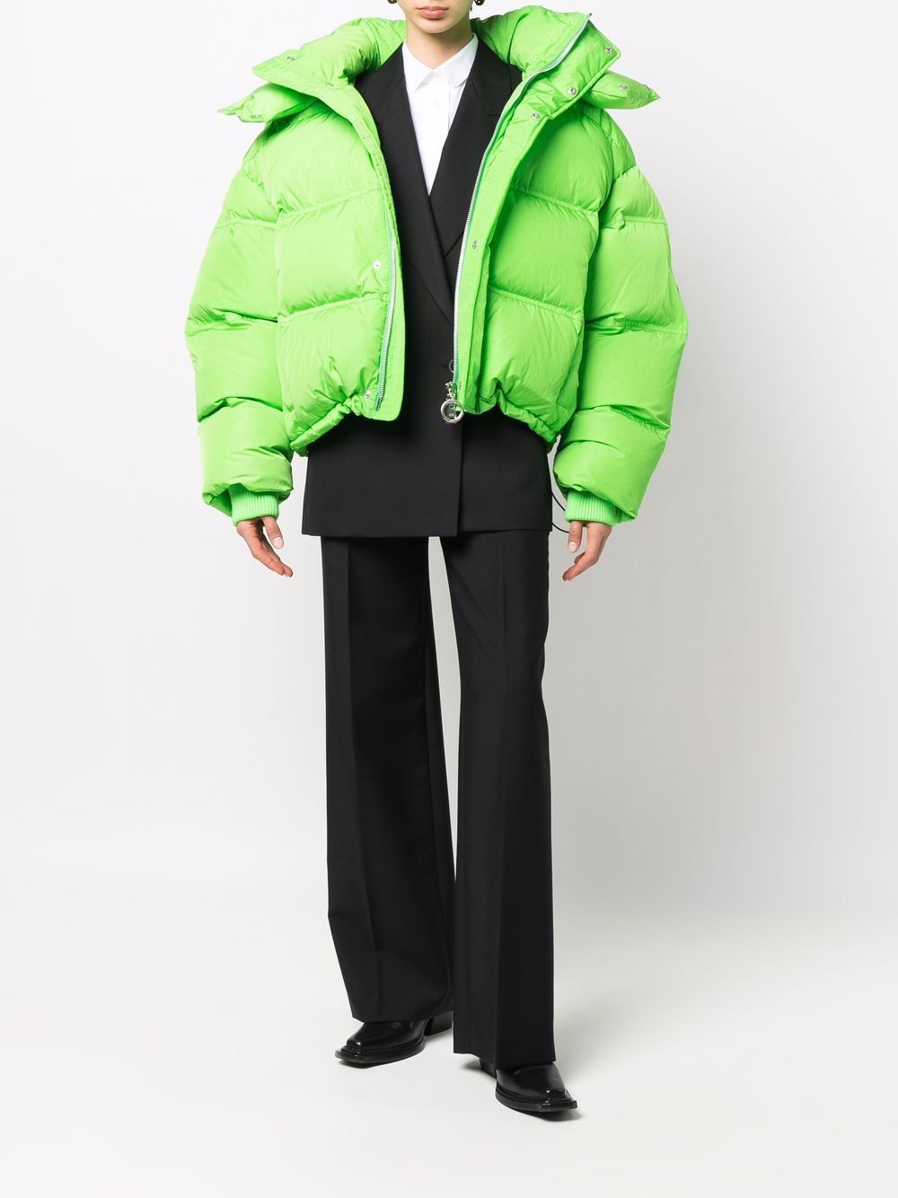 Green Down Jacket, Ami de Coeur, Luxury Fashion, Quilted Jacket, High-End Ready-to-Wear