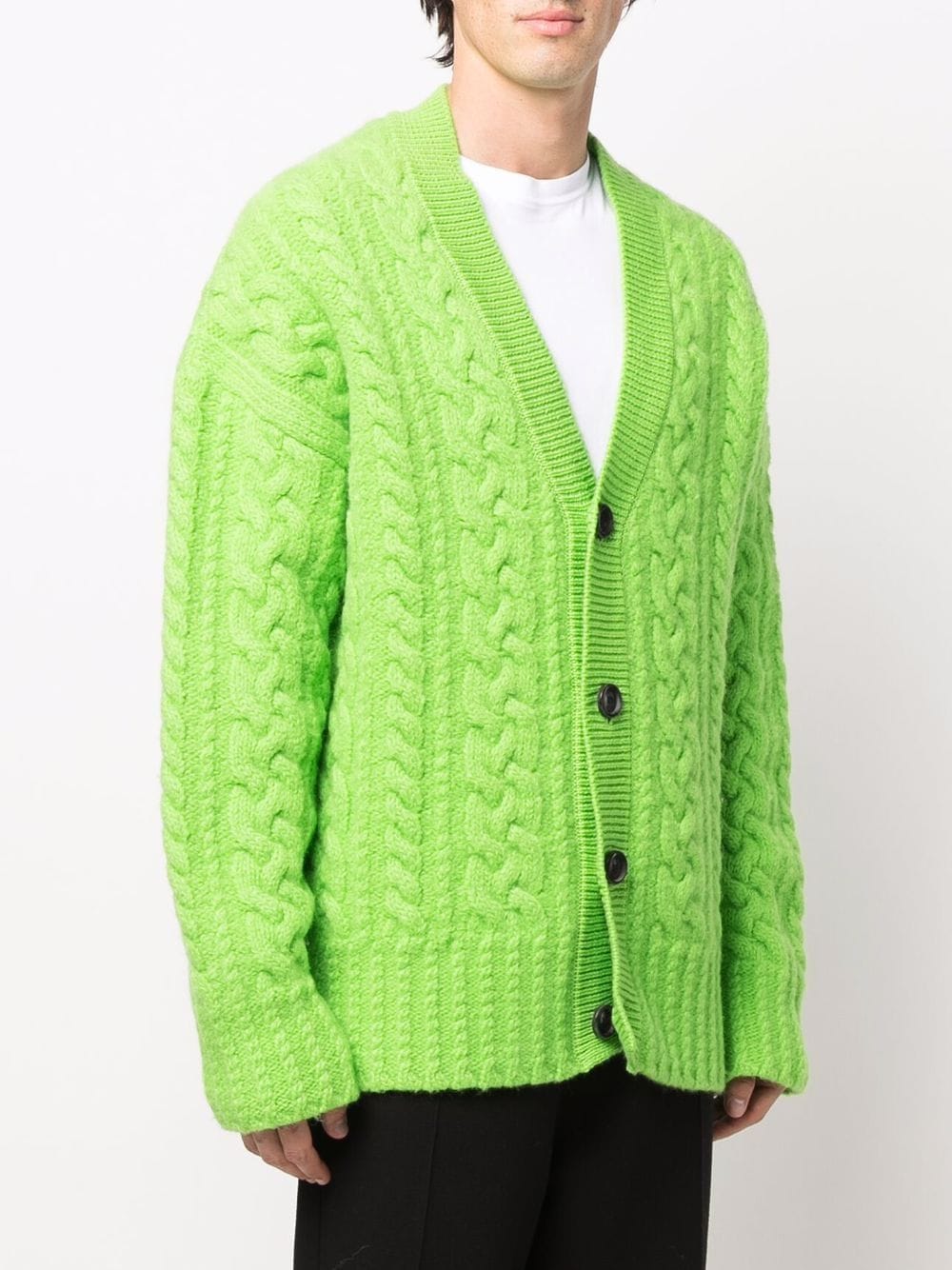 Green cardigan, AMI Paris, wool, unisex cardigan, ribbed cardigan