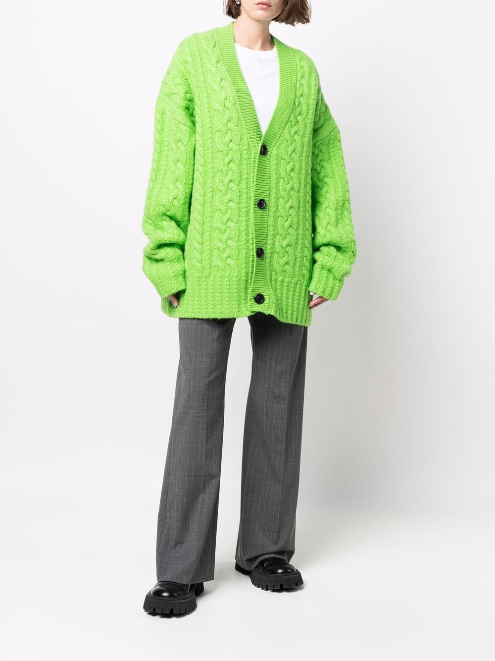 Green cardigan, AMI Paris, wool, unisex cardigan, ribbed cardigan