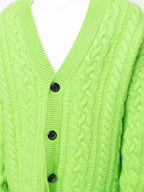 Green cardigan, AMI Paris, wool, unisex cardigan, ribbed cardigan