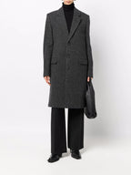 Image of Wool Coat by AMI Paris for Unisex - Season Autumn-Winter 2022 - Model view 2
