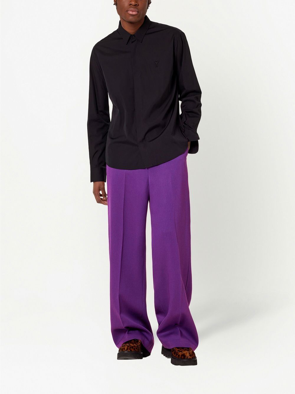 Purple trousers, pleated trousers, AMI Paris, wool trousers, unisex trousers