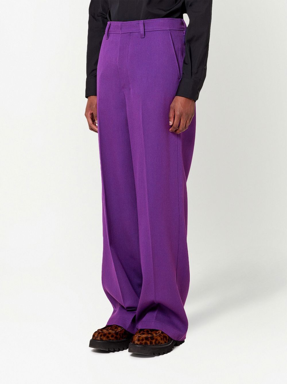 Purple trousers, pleated trousers, AMI Paris, wool trousers, unisex trousers