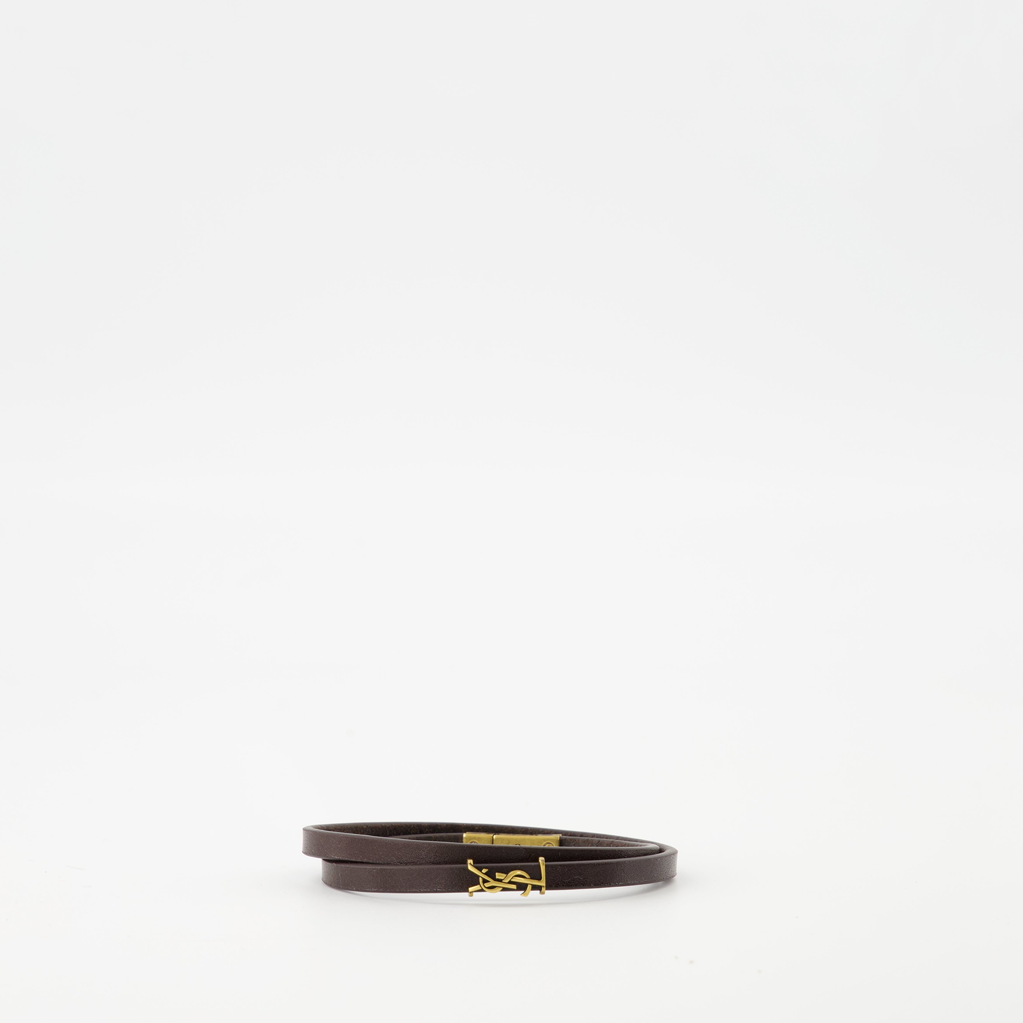 Cassandre bracelet, Saint Laurent accessories, double-tour bracelet, leather bracelet, elegant jewelry