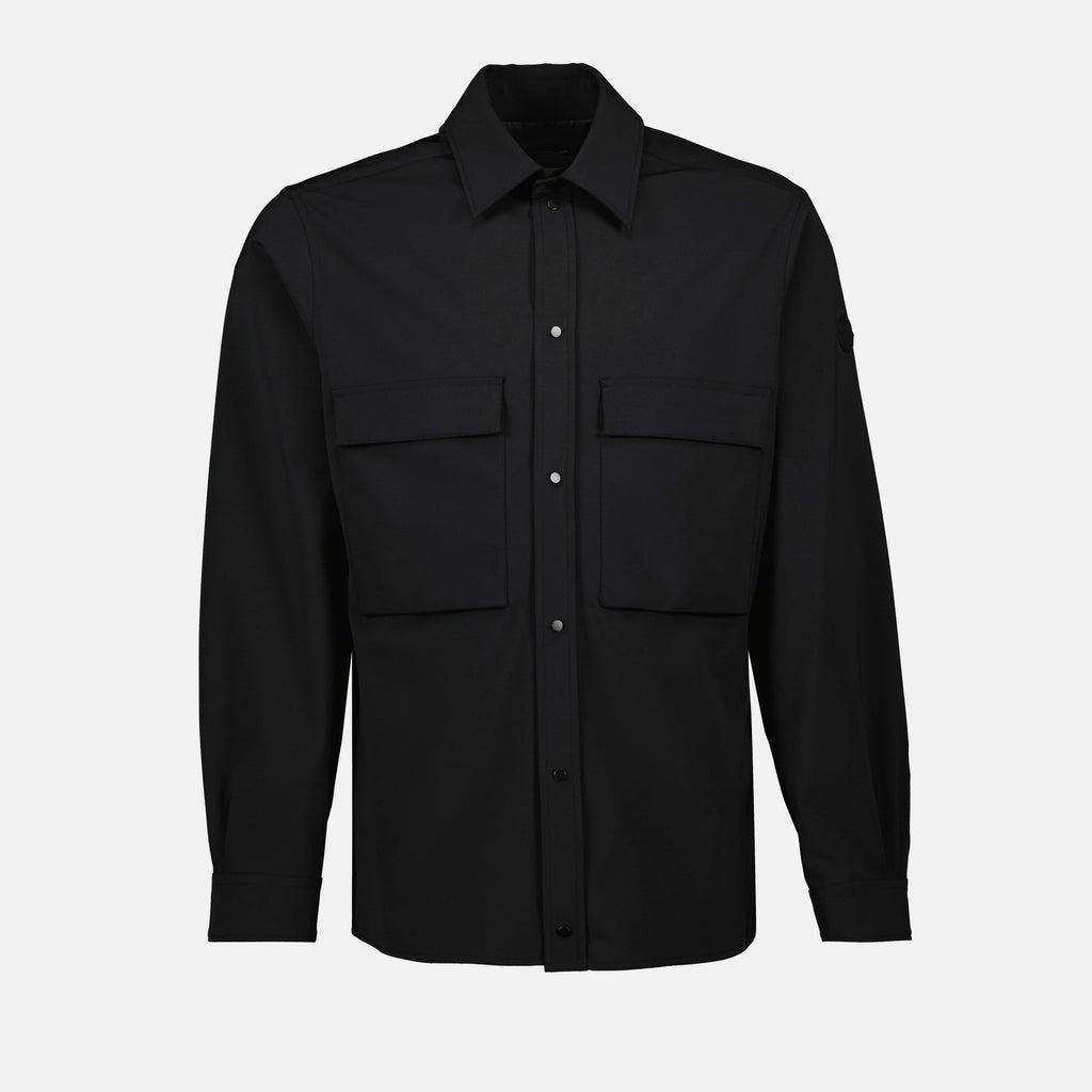 black shirt, Moncler, long sleeve shirt, technical fabric, Fall-Winter 2025