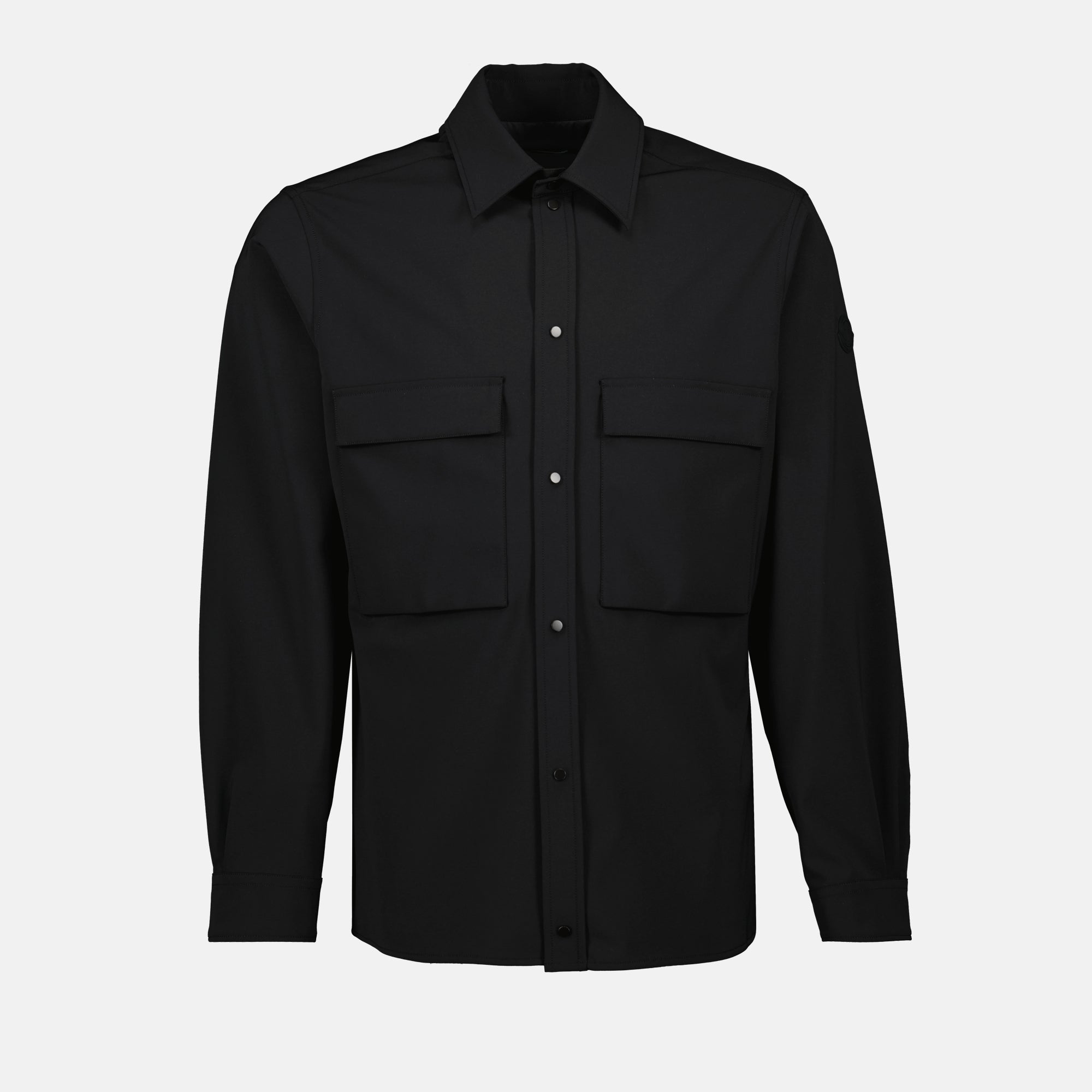 black shirt, Moncler, long sleeve shirt, technical fabric, Fall-Winter 2025