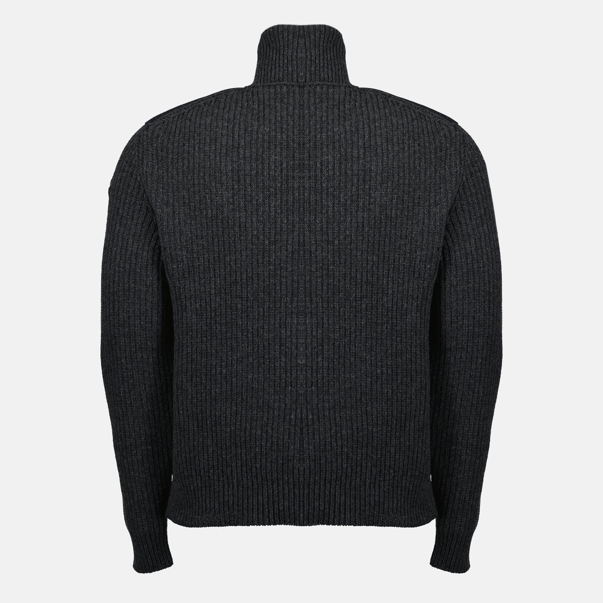 Moncler cardigan, wool zip cardigan, quilted sweater, men's casual wear, dark grey cardigan