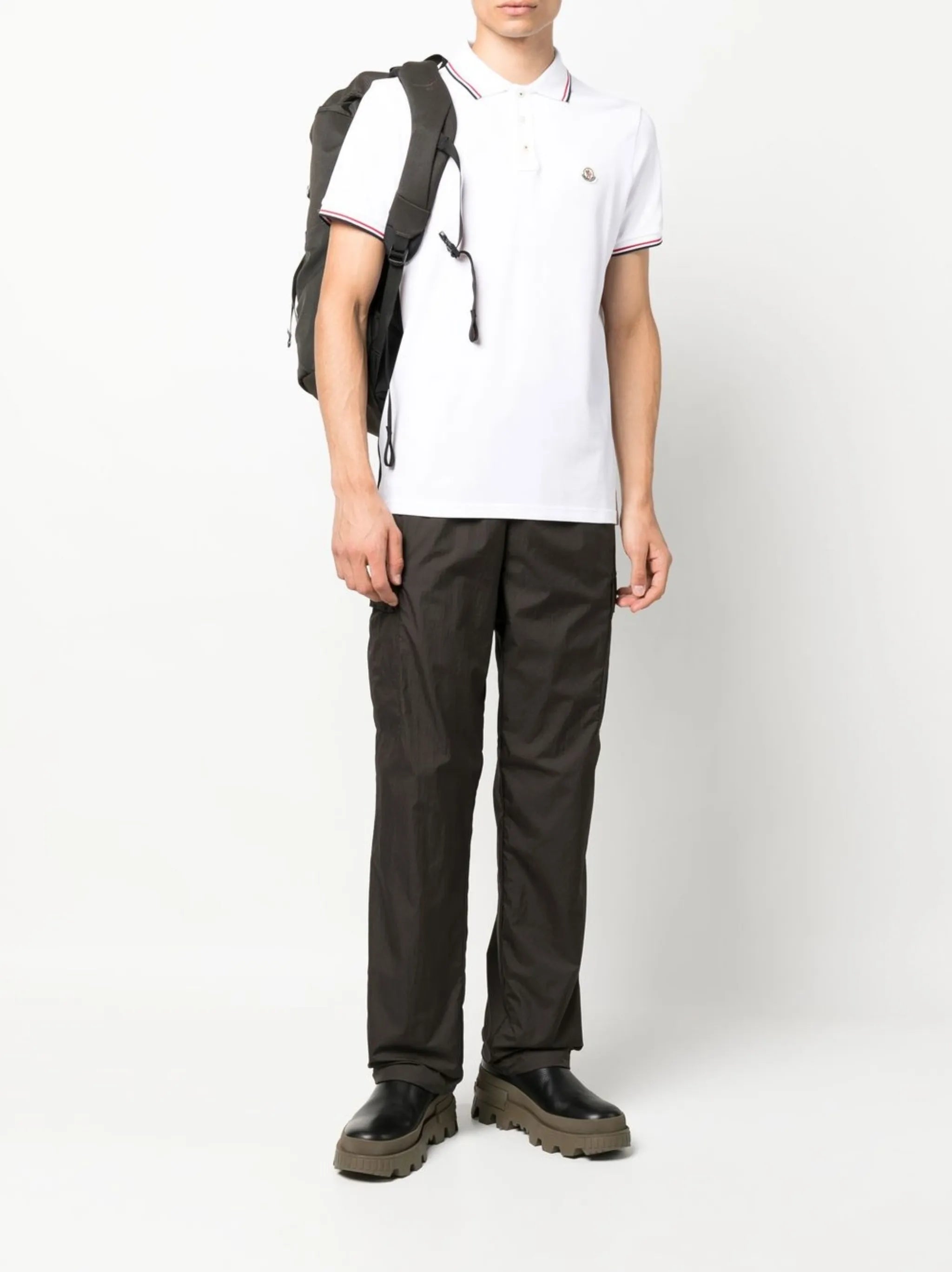 Image of Polo à logo en coton by Moncler for Men - Season Spring-Summer 2026 - Model view 1