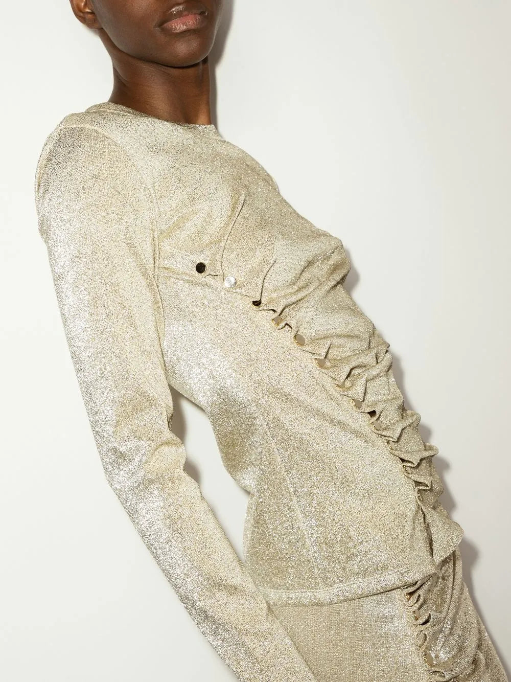 Top Drappe in Lurex Metallizzato Oro