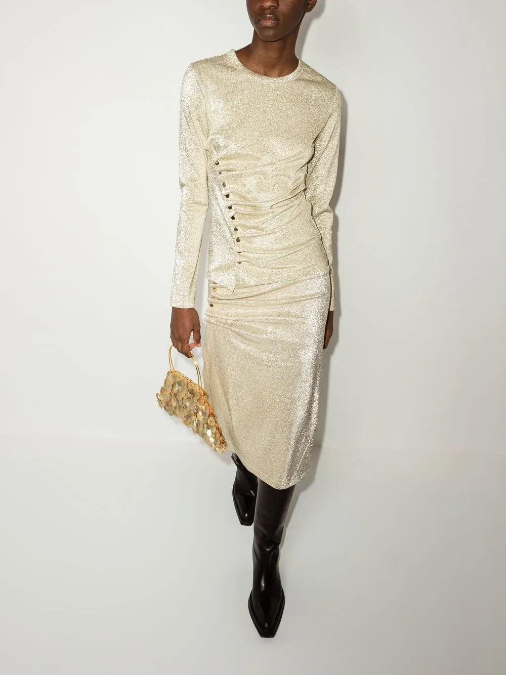 Drapiertes Lurex-Oberteil in Metallic-Gold