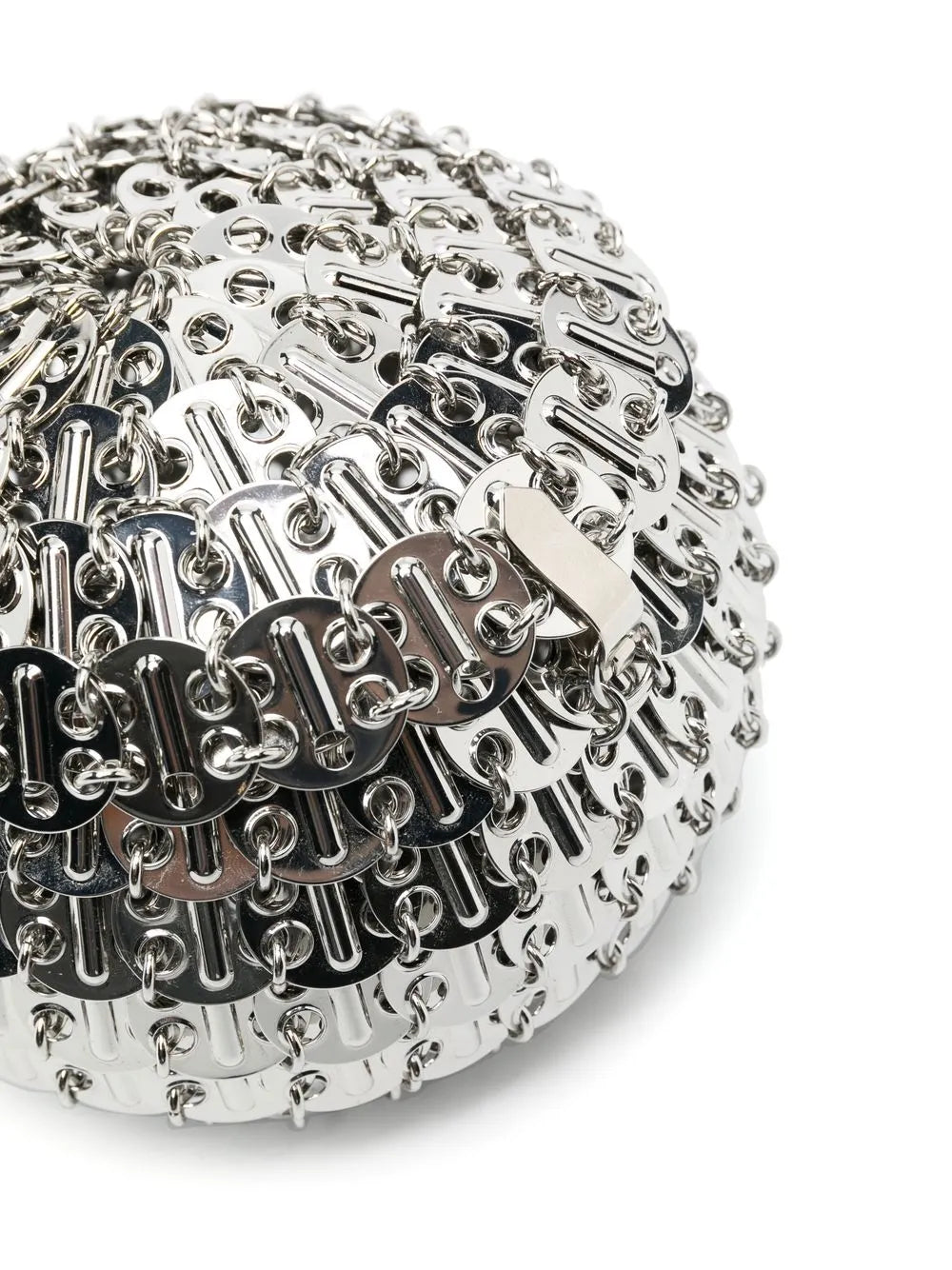 Iconic 1969 Bag, Silver Sphere Bag, Rabanne Collection, Elegant Handbag, Removable Chain Strap