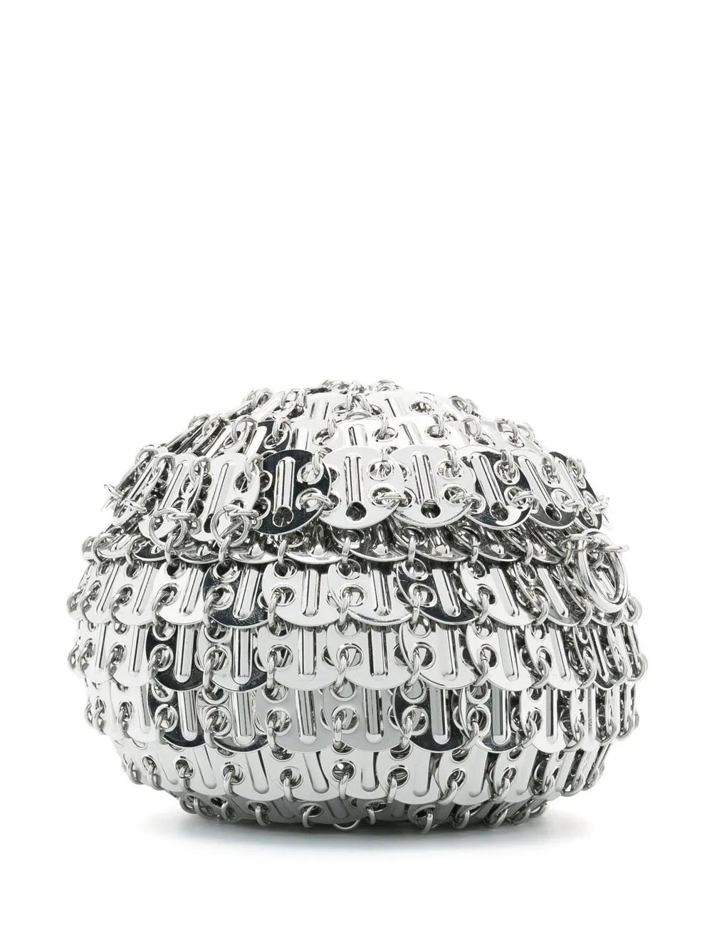 Iconic 1969 Bag, Silver Sphere Bag, Rabanne Collection, Elegant Handbag, Removable Chain Strap