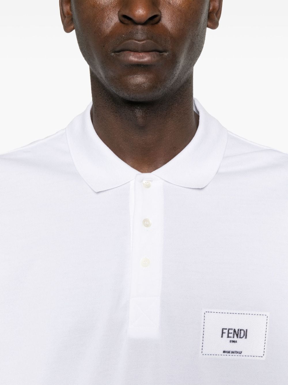 embroidered polo, white polo shirt, cotton piqué polo, Fendi 2024 collection, luxury polo