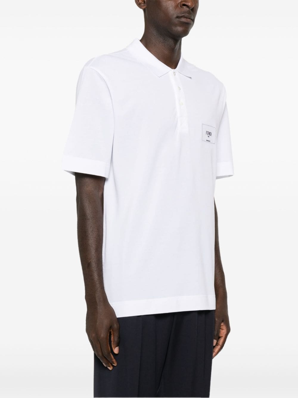 embroidered polo, white polo shirt, cotton piqué polo, Fendi 2024 collection, luxury polo