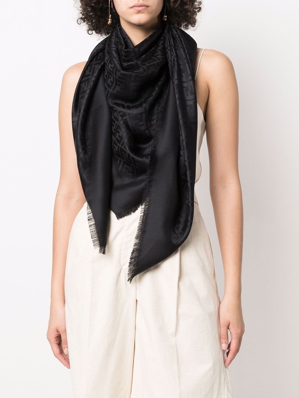 Fendi shawl, luxury women's accessories, black Châle FF, high-end fashion, designer clothing