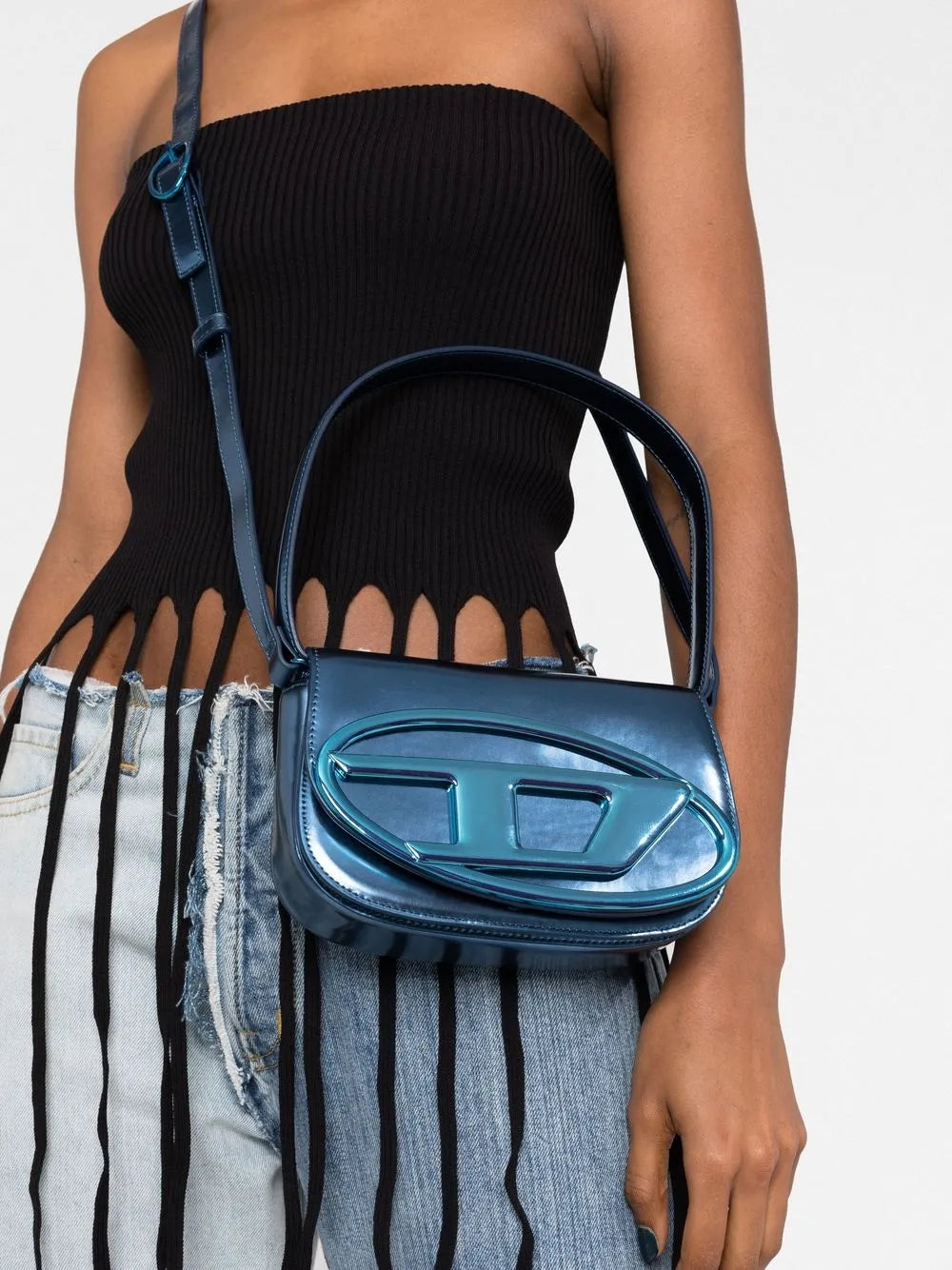Blue Mirrored Effect Leather Bag 1DR - Diesel - Women | WE Blue Mirrored Effect Leather Bag 1DR - Diesel - Women | WE