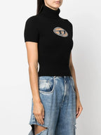 Col roulé noir en laine et cachemire