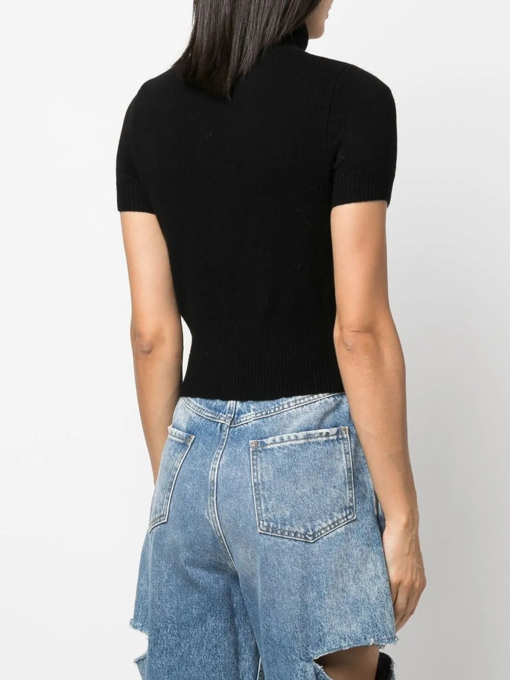 블랙 캐시미어 울 터틀넥