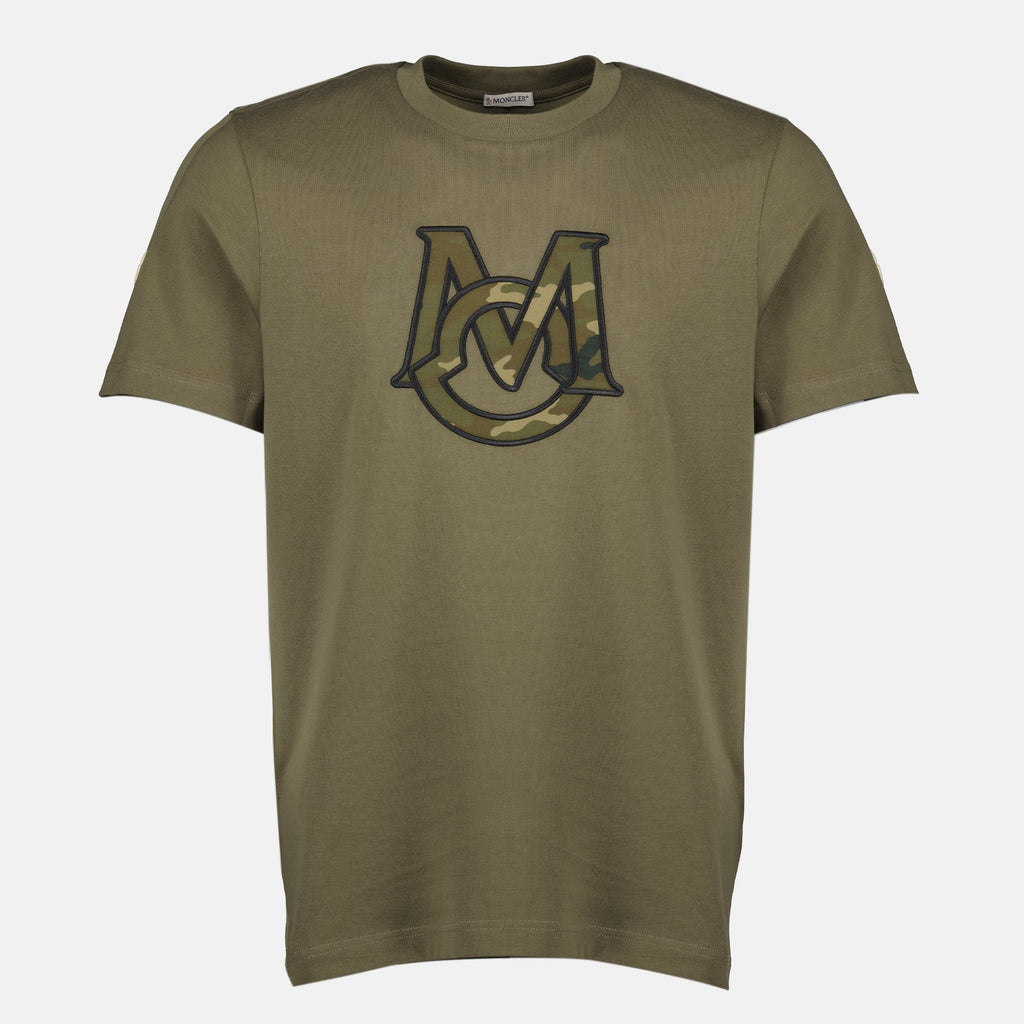 Image of Kaki Monogram T-Shirt by Moncler for Men - Season Autumn-Winter 2025 - Front View
