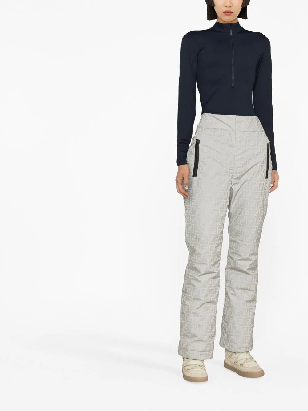 Fendi ski pants, women's grey ski pants, luxury ski wear, designer ski apparel, winter sports fashion