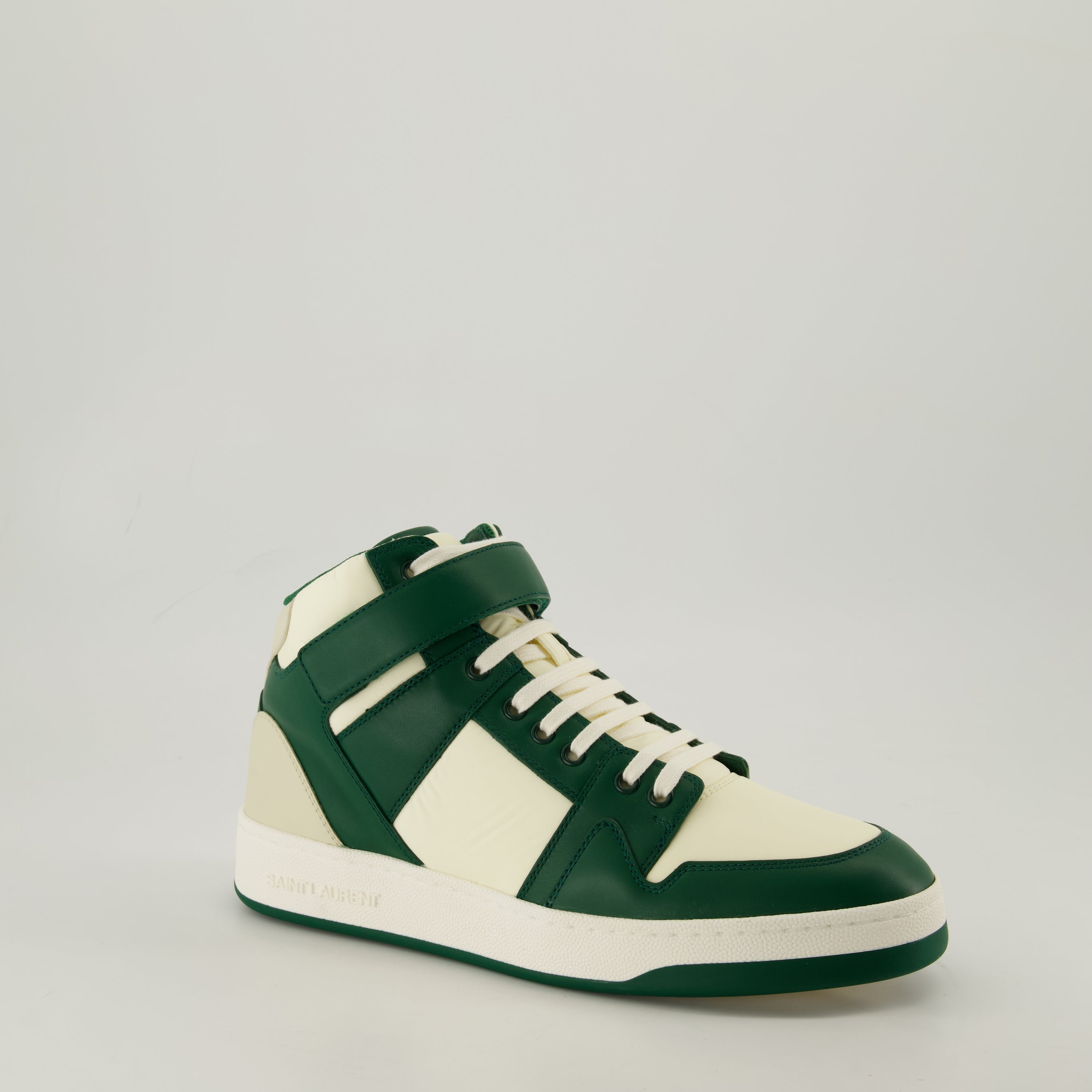 Image of Lax Nylon High-Top Sneakers by Saint Laurent for Men - Season Autumn-Winter 2024 - Front Right Three-Quarter View