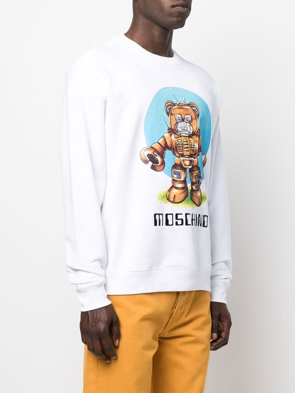 Moschino, premium sweatshirt, luxury men's clothing, trendy sweatshirt, robot sweatshirt